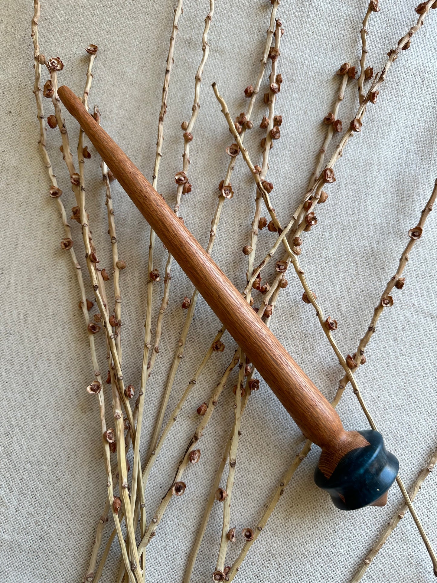 Lacewood Support Spindle With Teal Resin