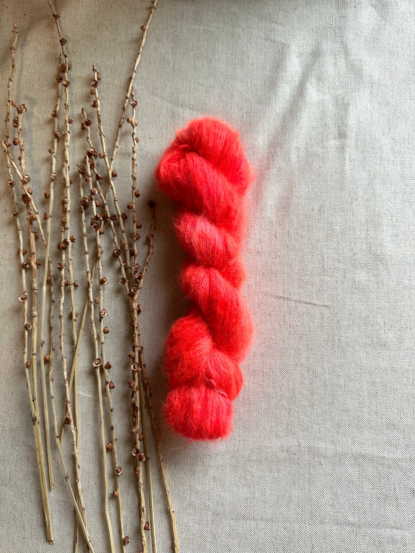 Neon Shrimp Suri Alpaca Silk