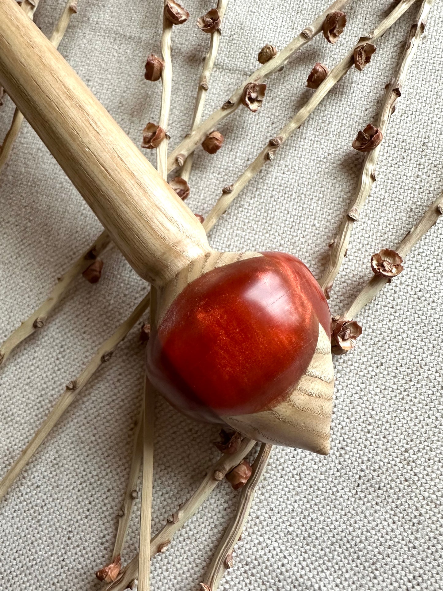 White Ash Support Spindle With Orange Resin