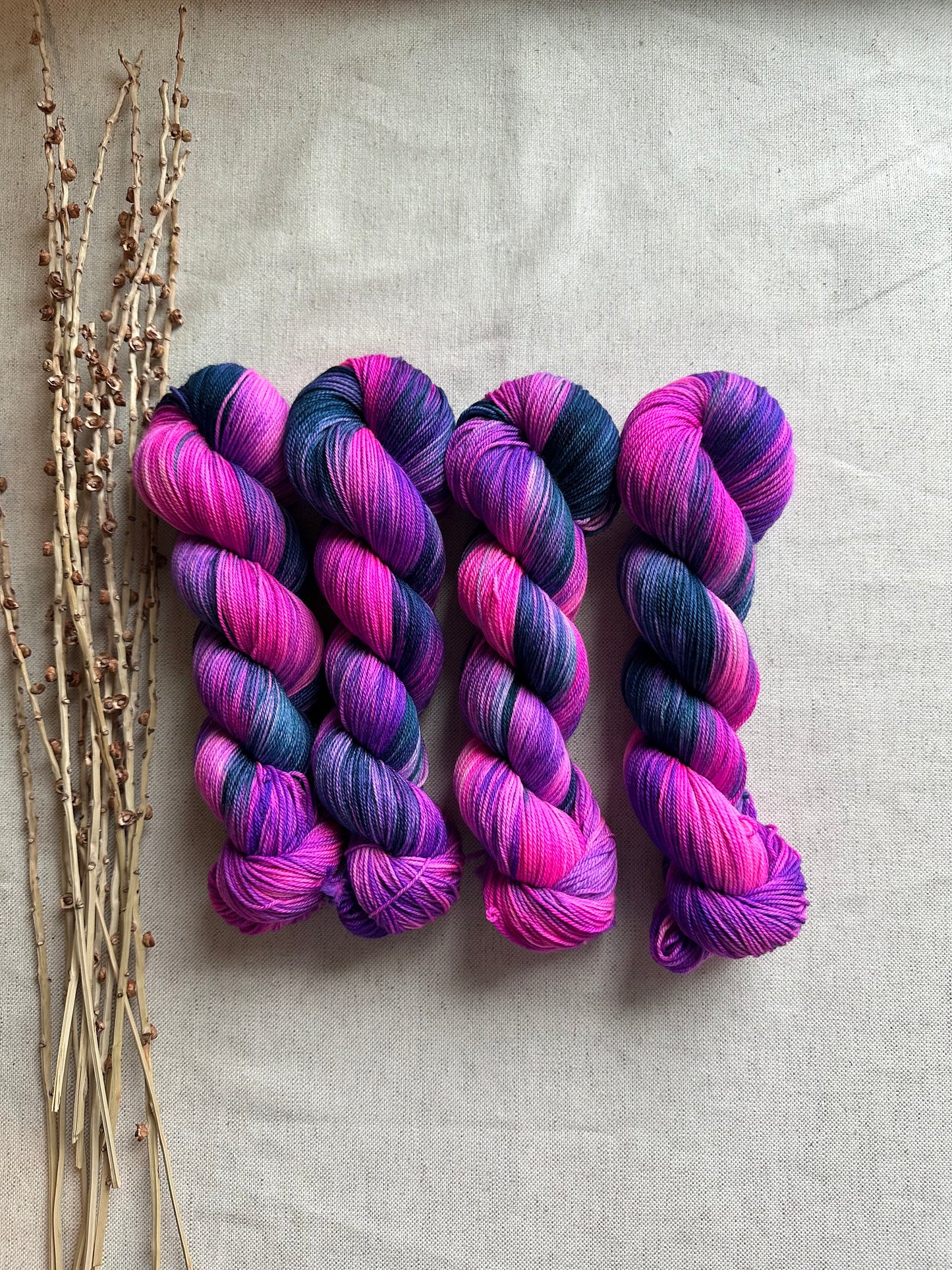 Strawberry Rhubarb 100g 3ply SW Merino Nylon