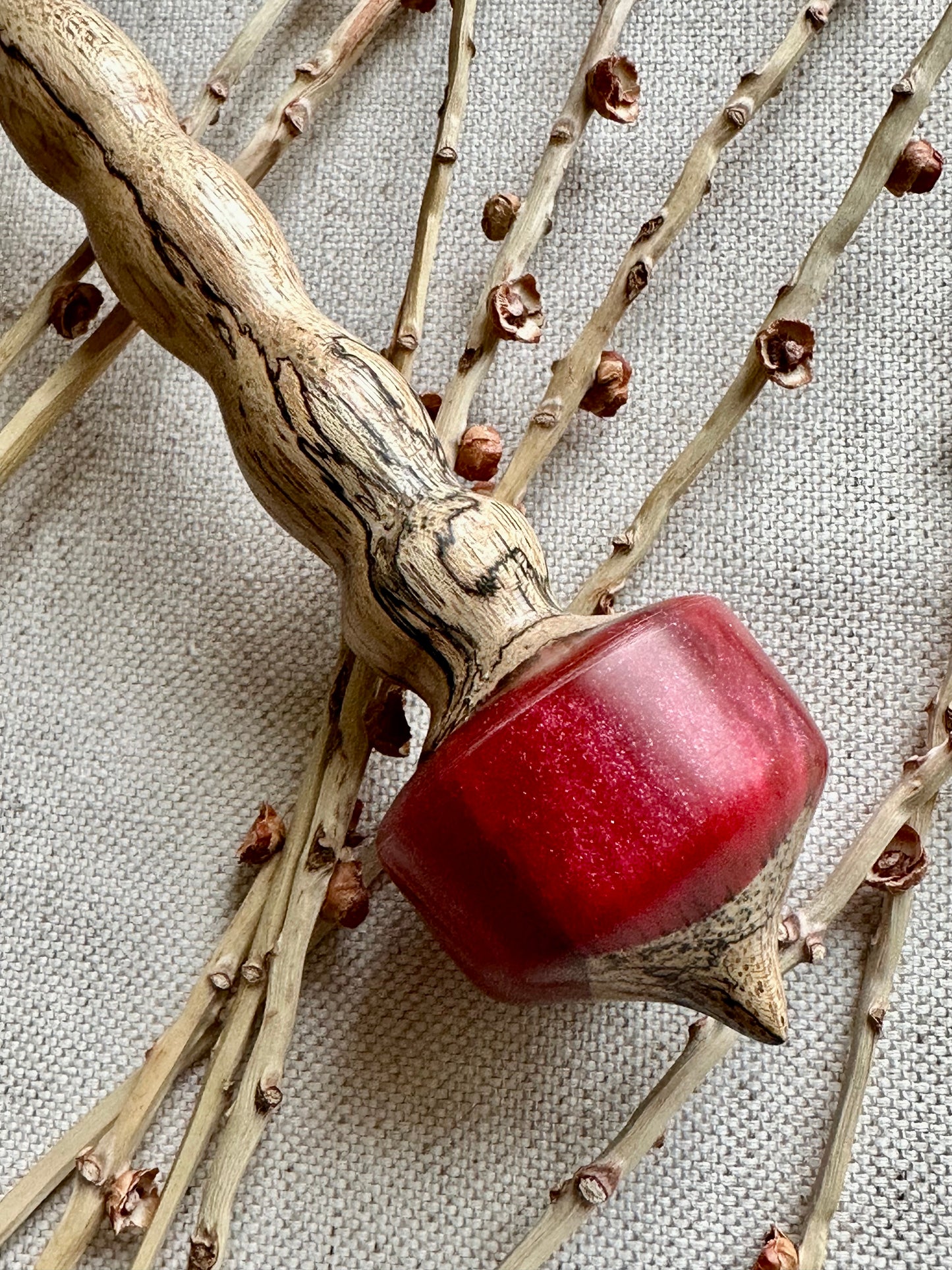 Spalted Jatoba Support Spindle With Coral Resin