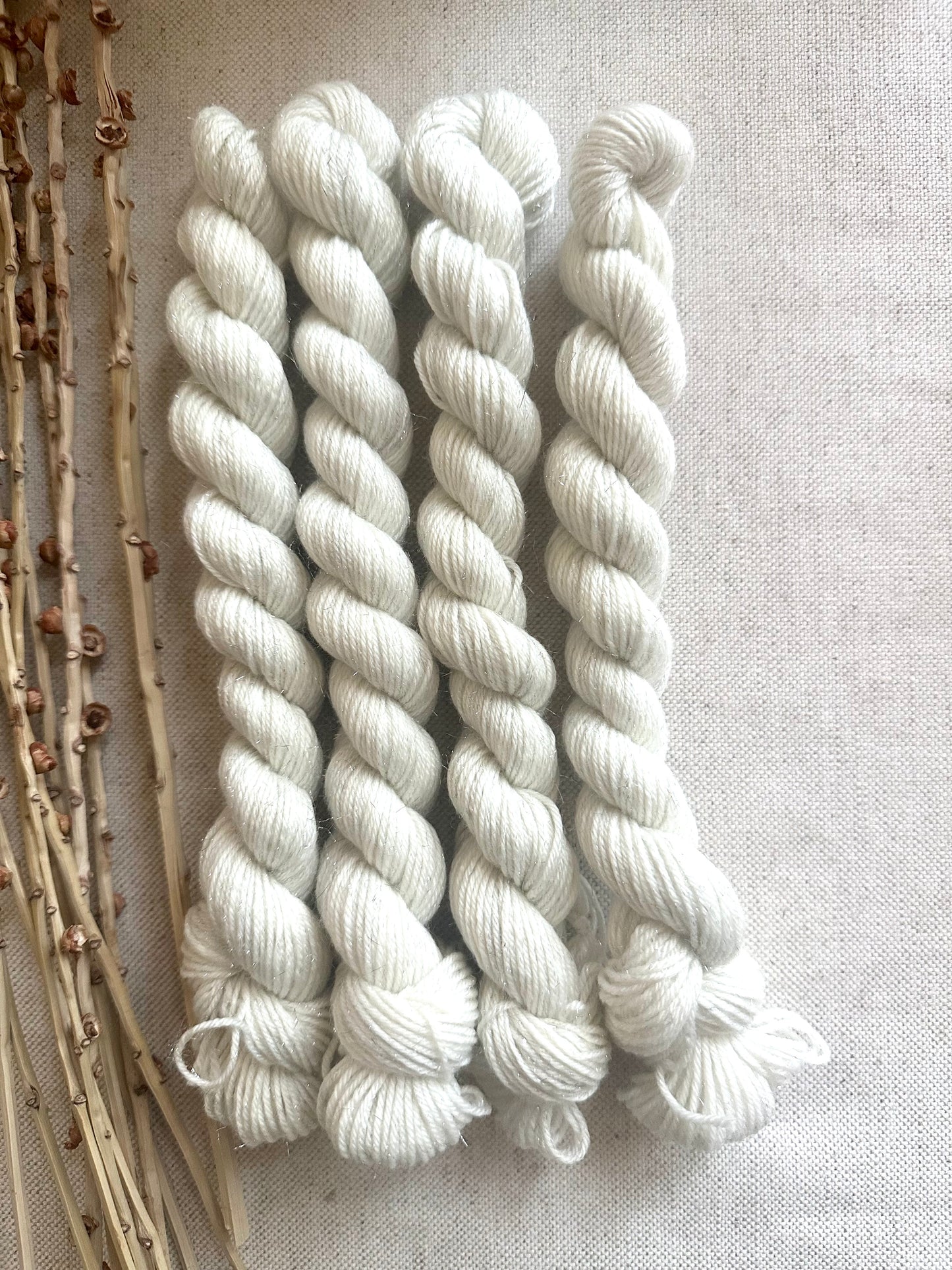 Vanilla Sparkle - SW Merino Nylon Silver Stellina Mini Skein