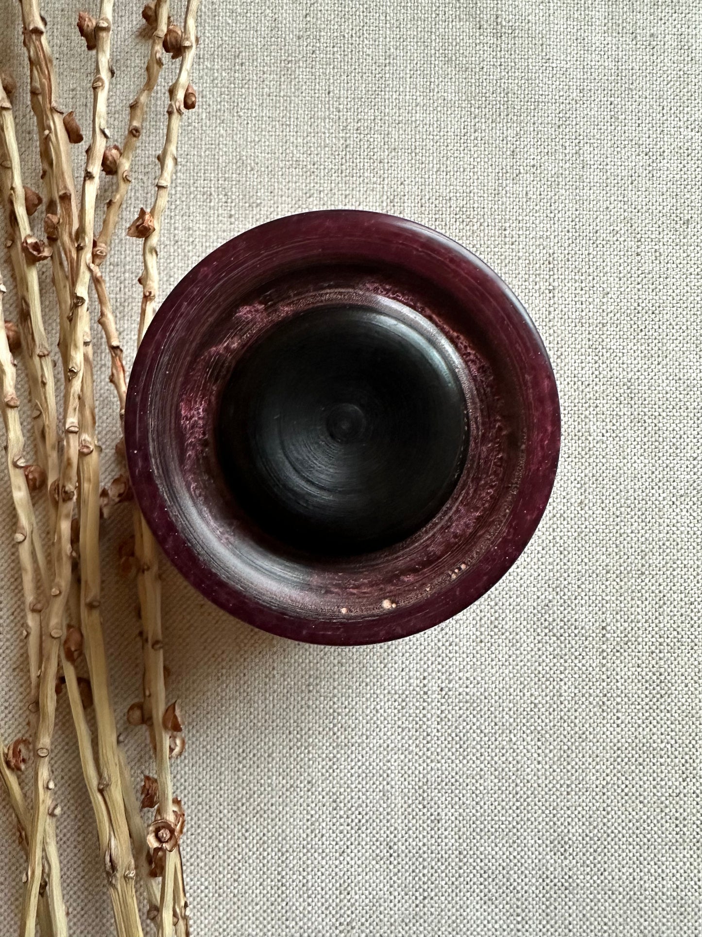 Walnut Support Spindle Bowl with Plum Resin