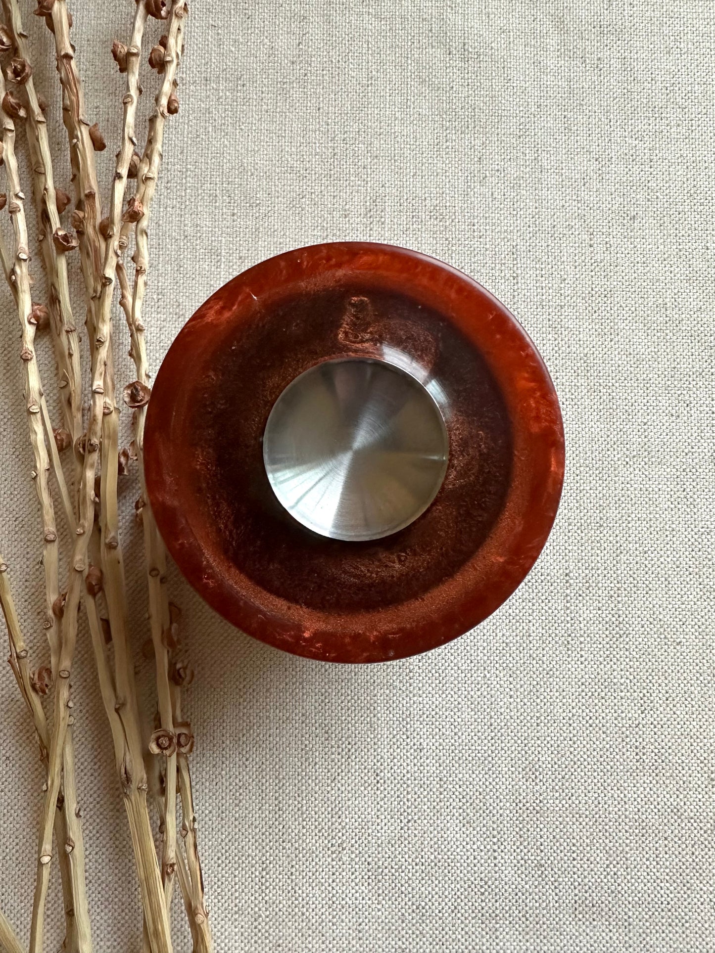 Walnut Support Spindle Bowl with Copper Resin