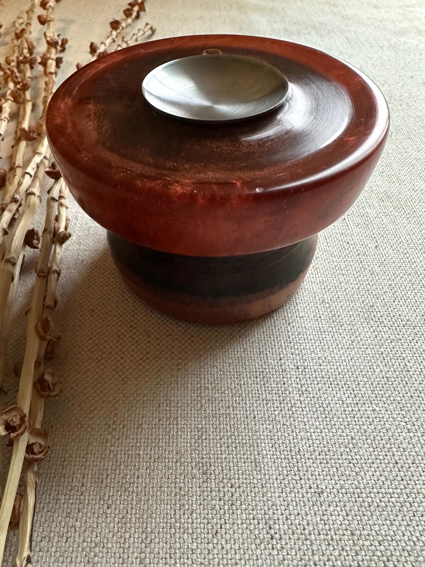 Walnut Support Spindle Bowl with Copper Resin