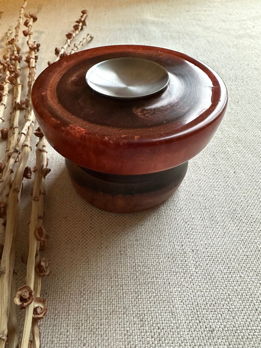 Walnut Support Spindle Bowl with Copper Resin