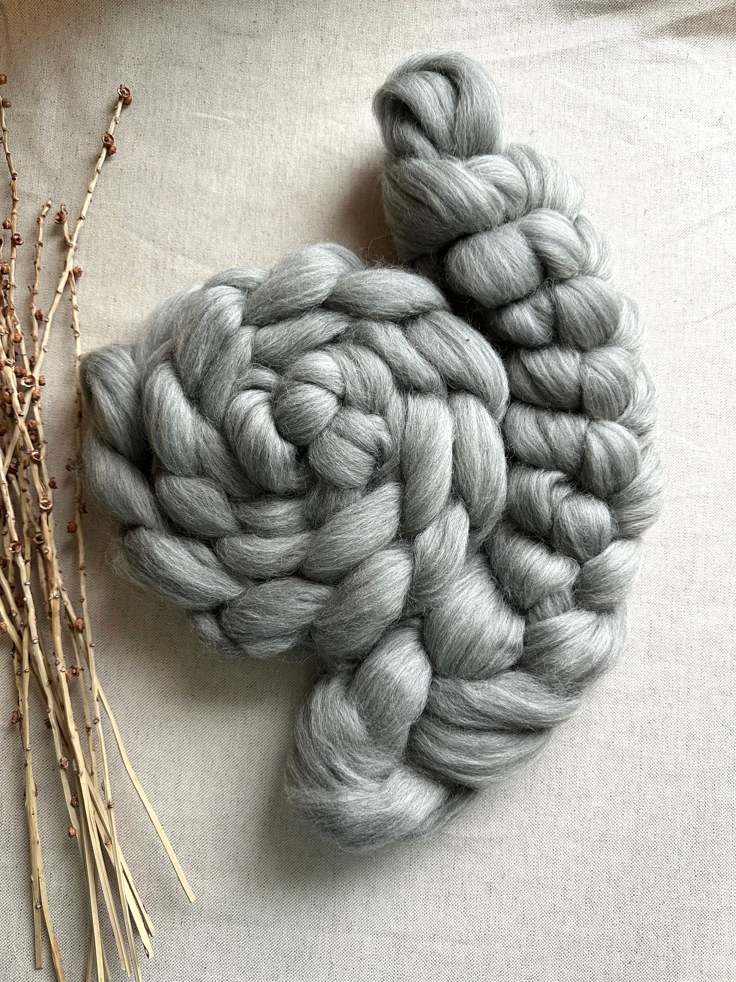 25mic Grey Corriedale Top Spinning Fiber