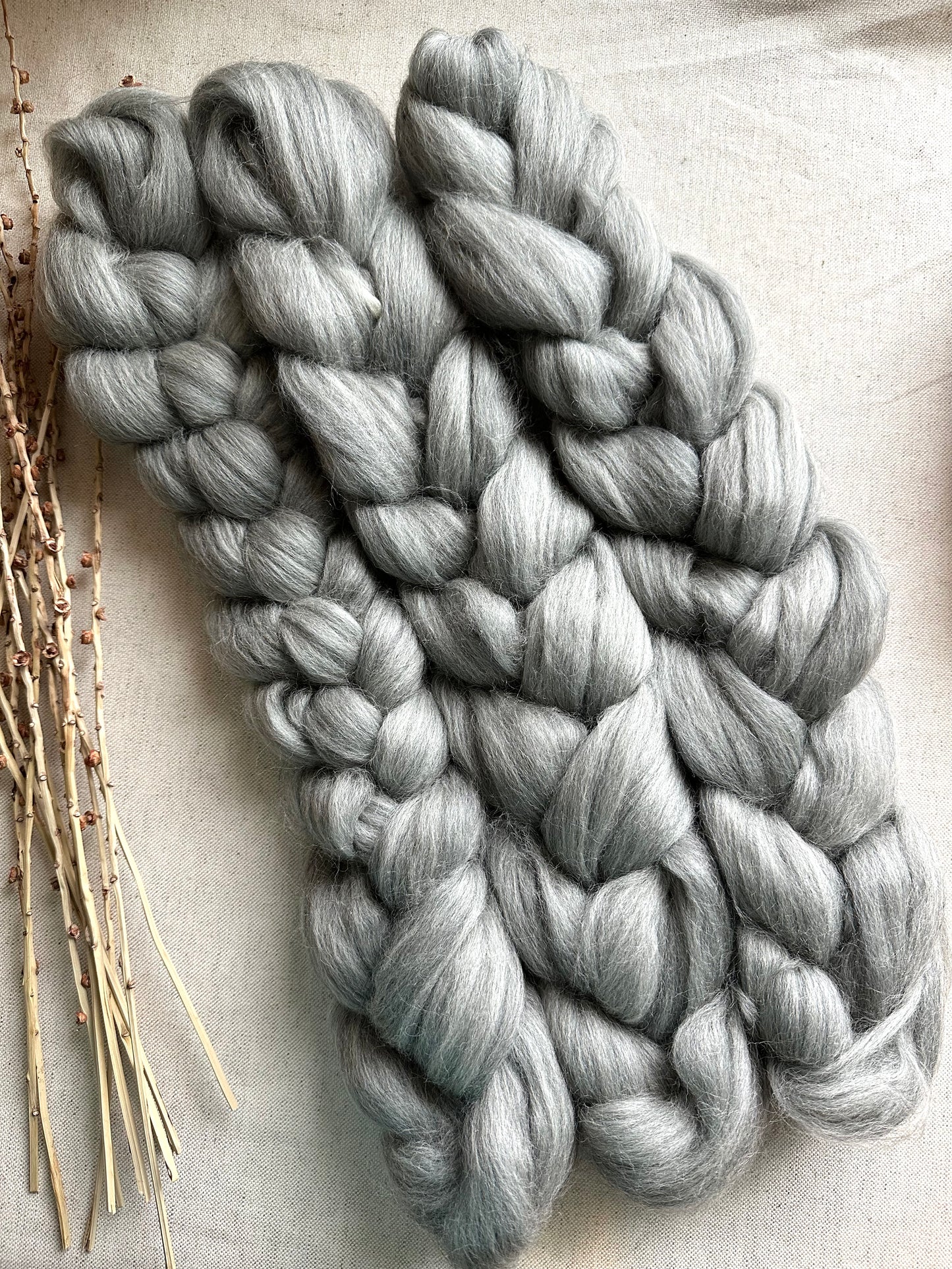 25mic Grey Corriedale Top Spinning Fiber