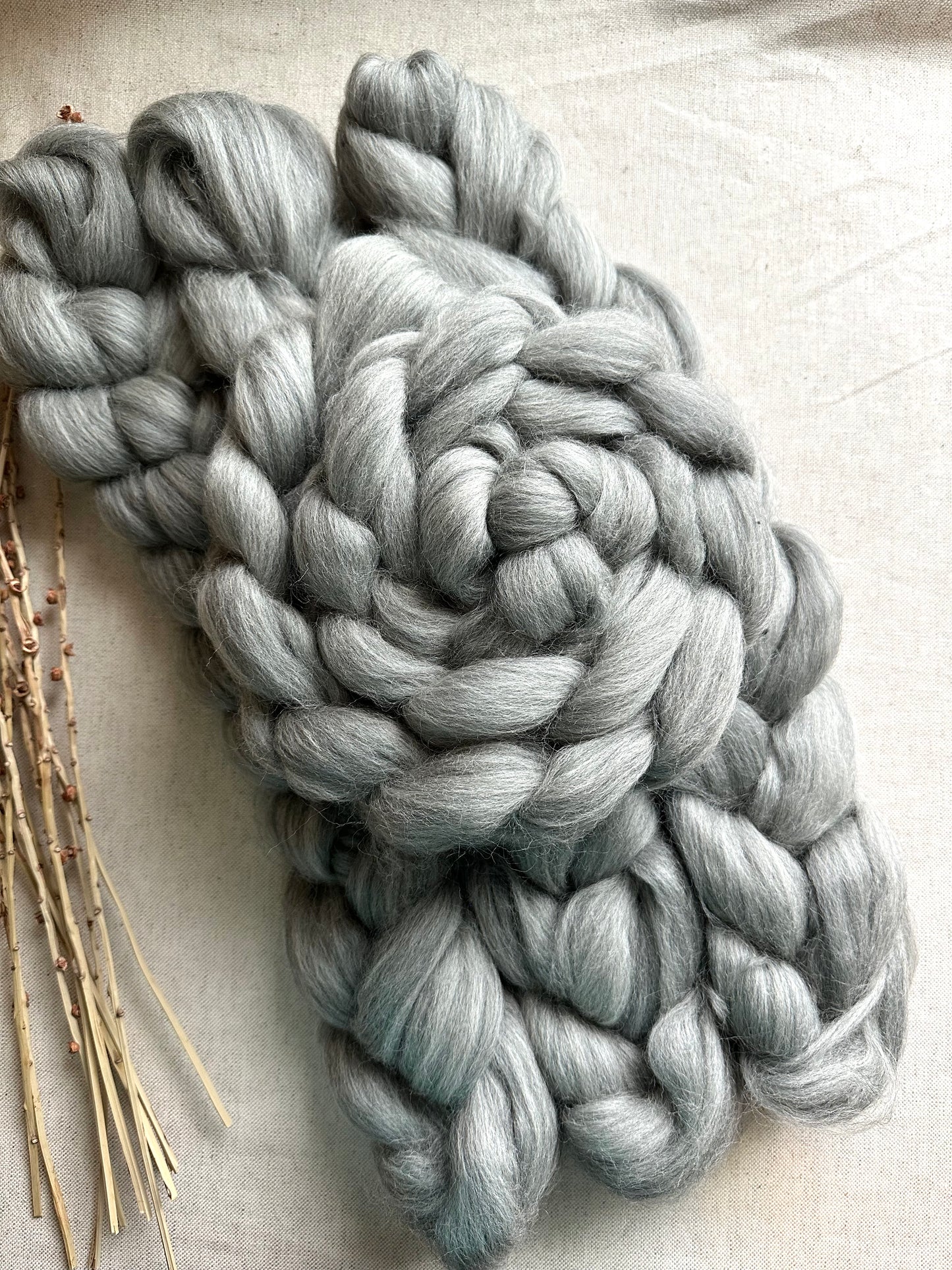 25mic Grey Corriedale Top Spinning Fiber