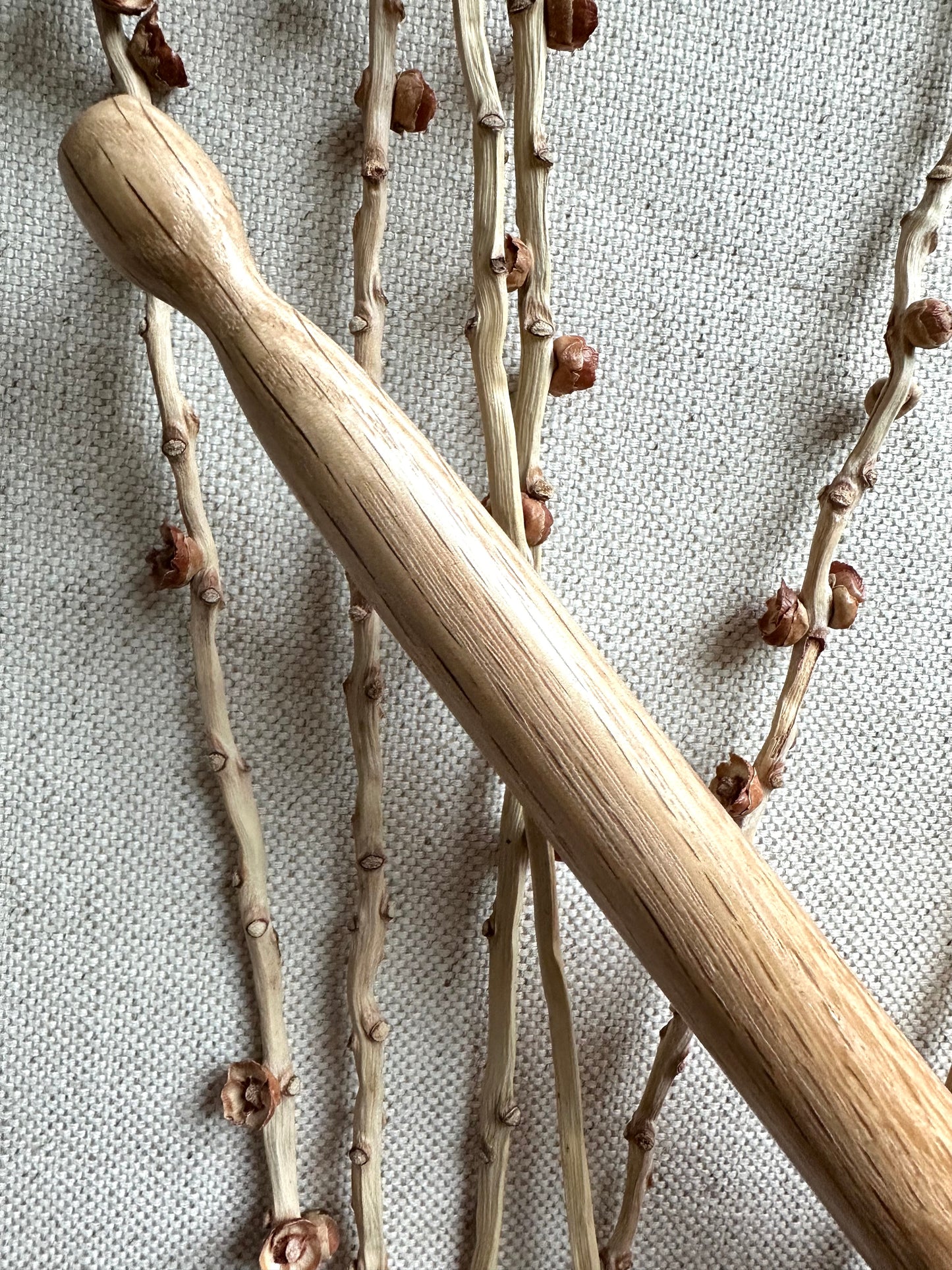 Red Oak Support Spindle With Coral Resin