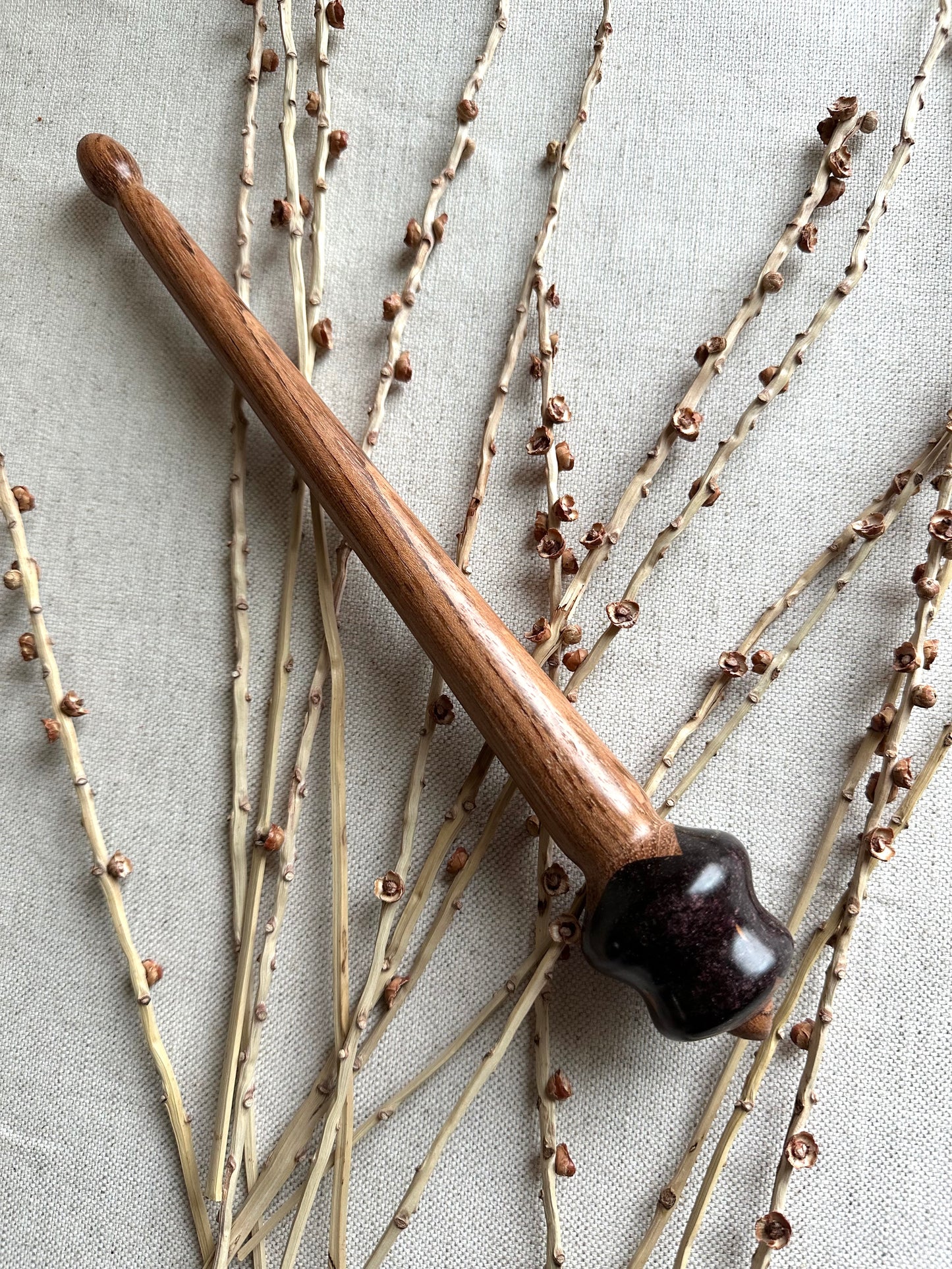 Jatoba Support Spindle With Deep Purple Resin