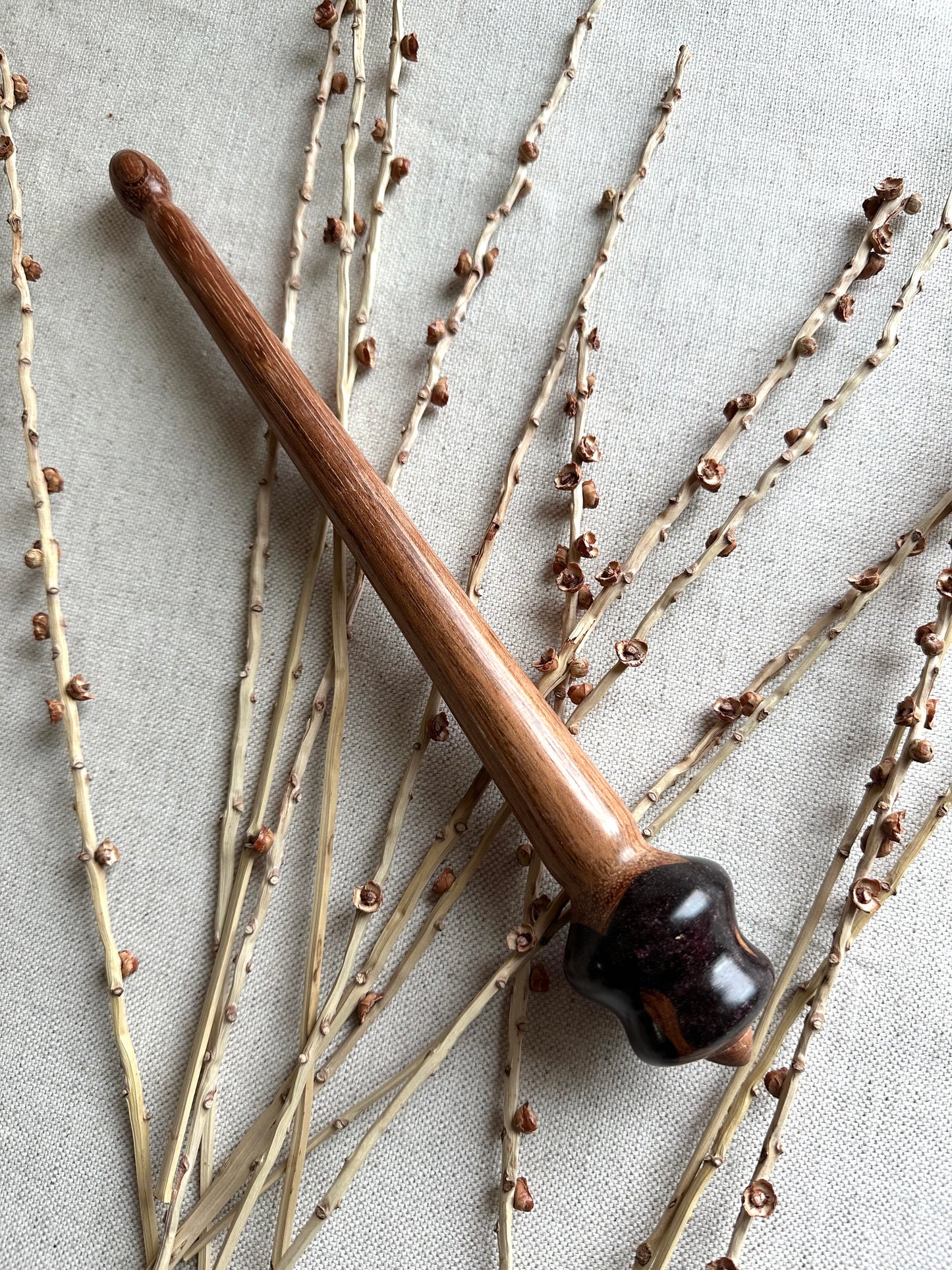 Jatoba Support Spindle With Deep Purple Resin