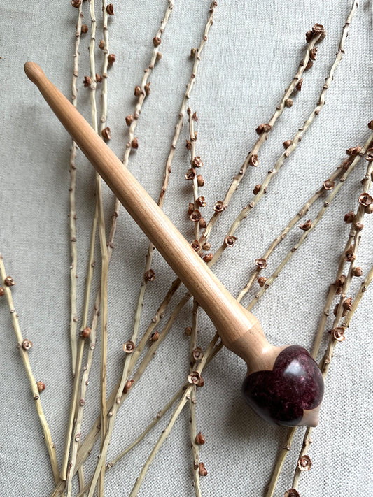 Cherry Support Spindle With Deep Purple Resin