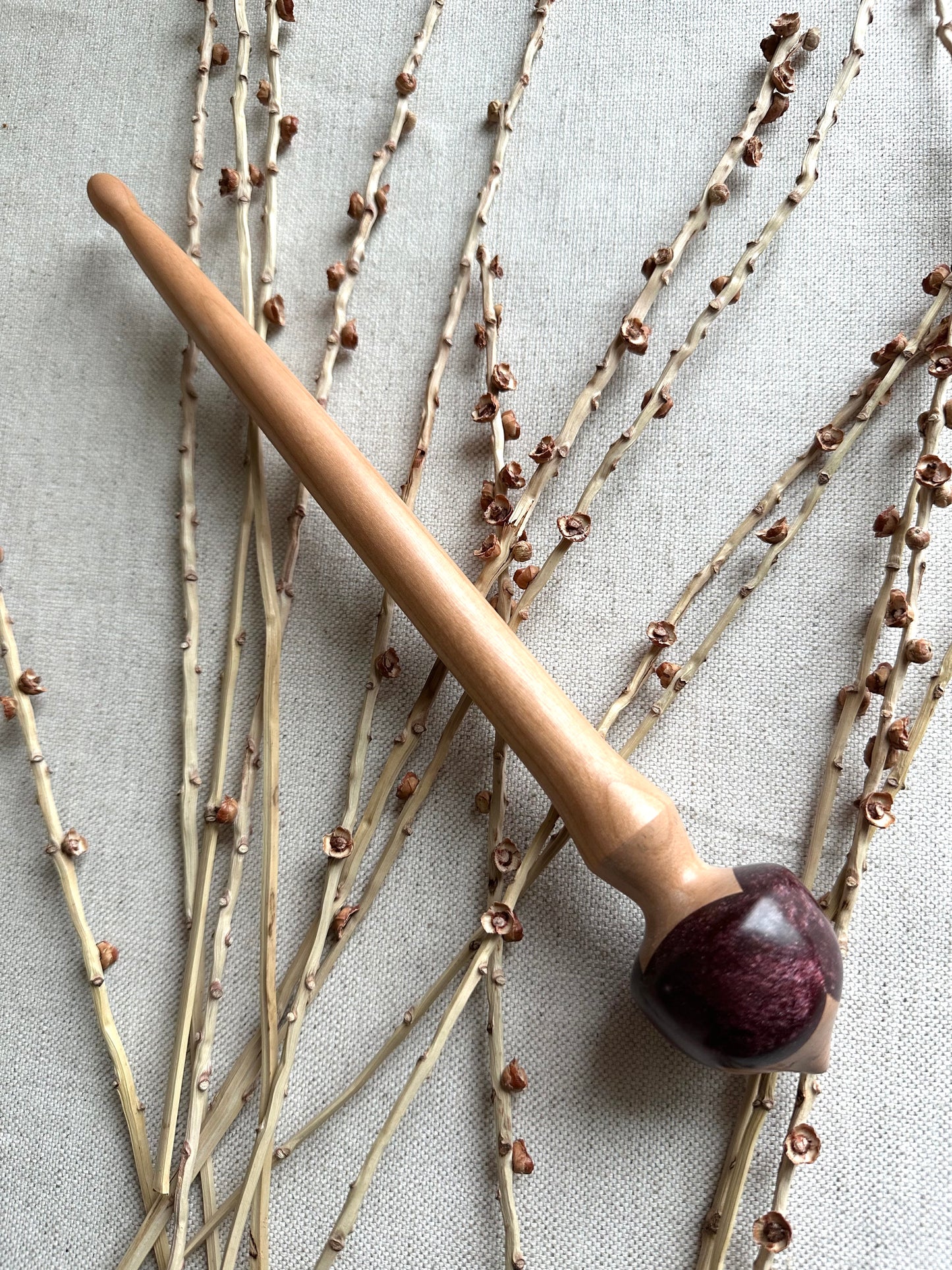 Cherry Support Spindle With Deep Purple Resin