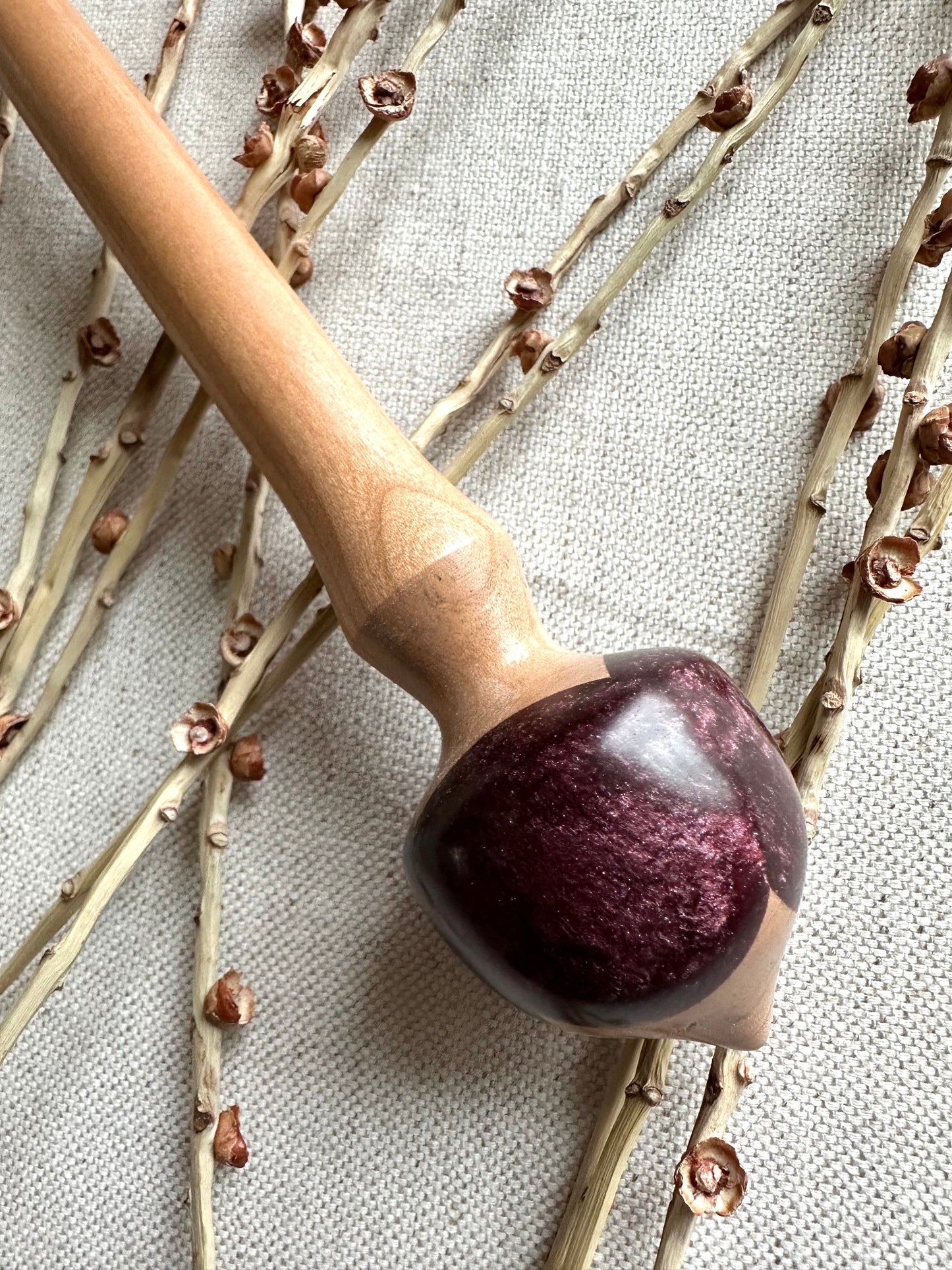 Cherry Support Spindle With Deep Purple Resin