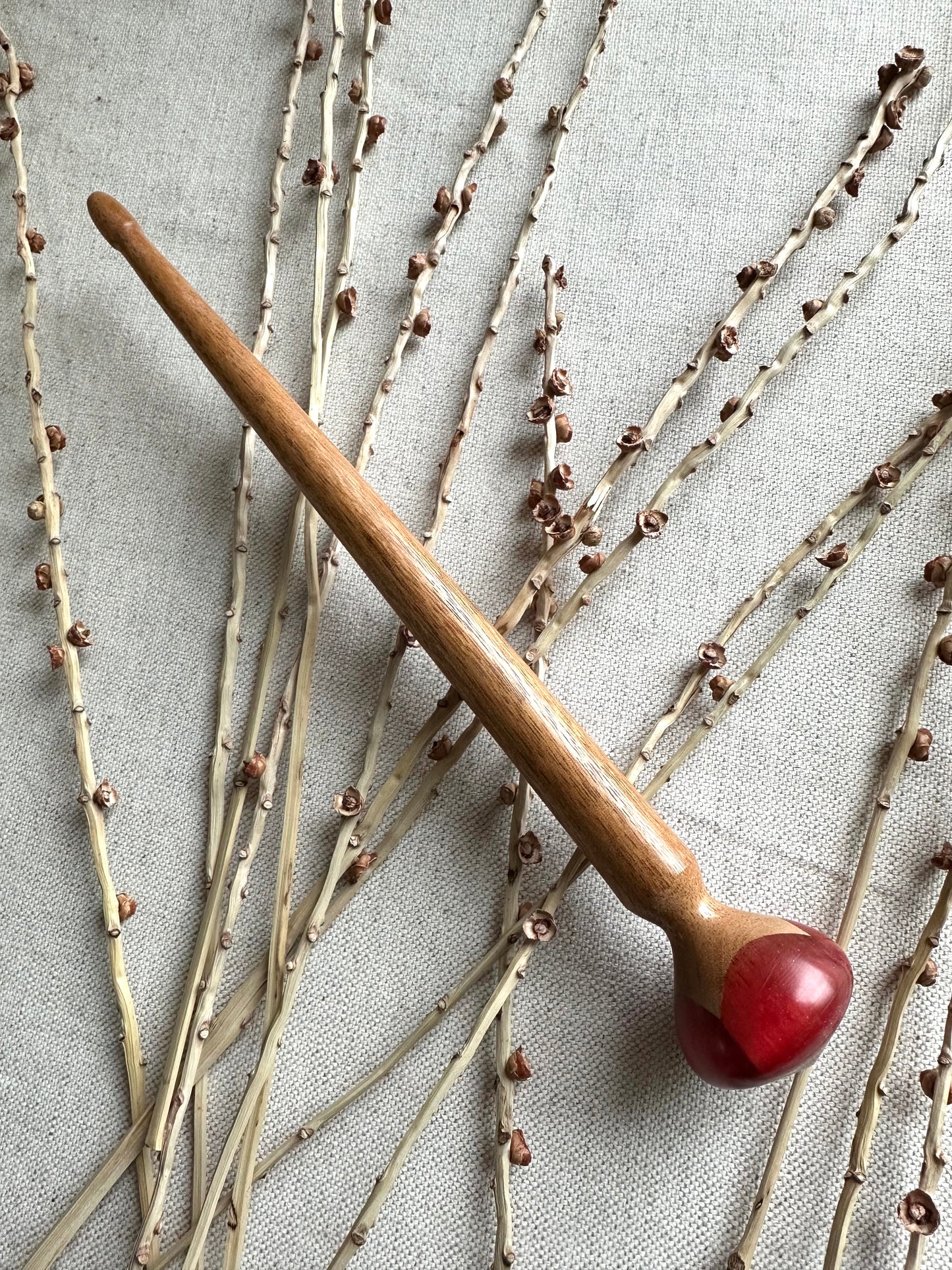 Mahogany Support Spindle With Deep Red Resin