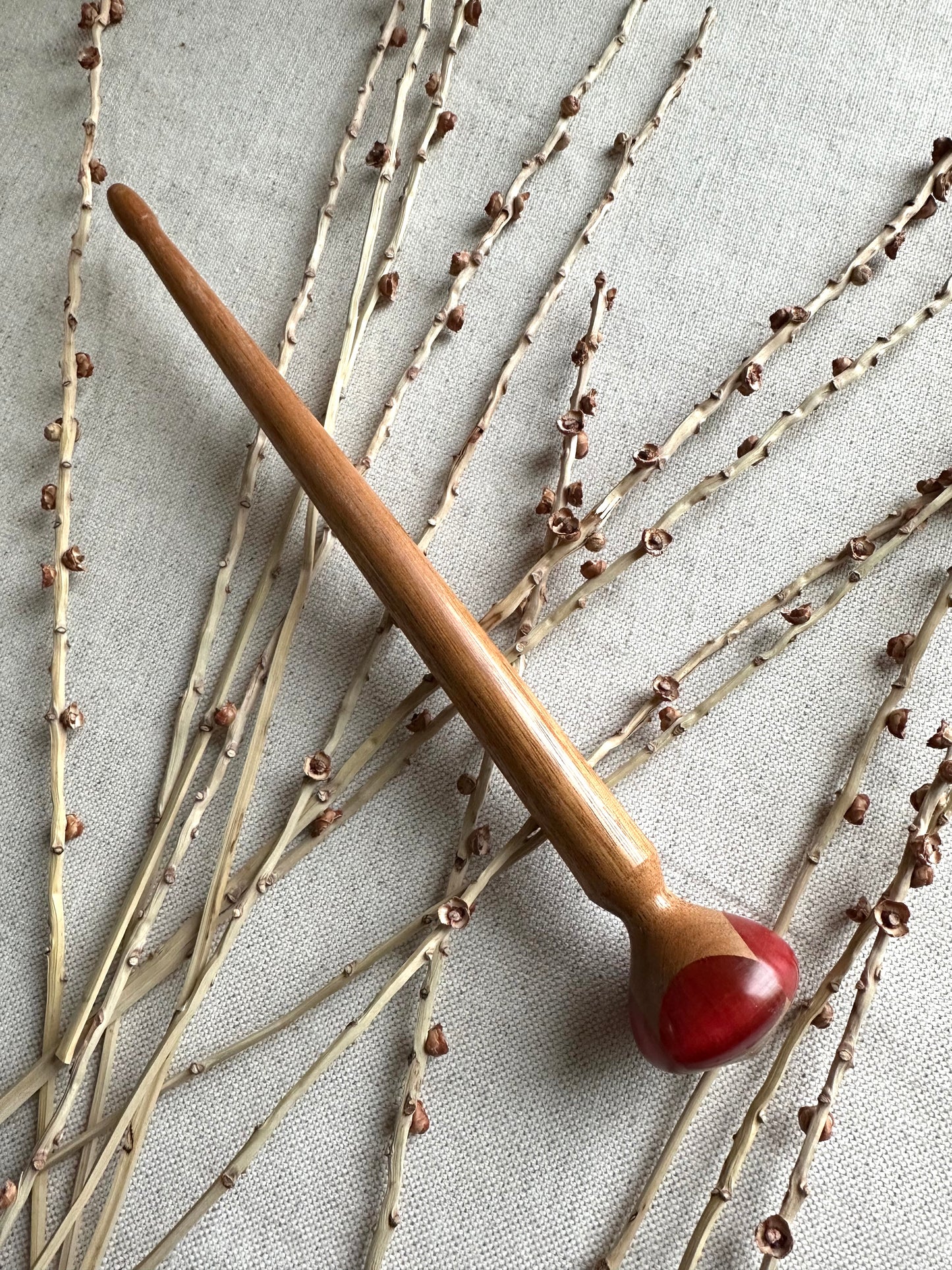 Mahogany Support Spindle With Deep Red Resin