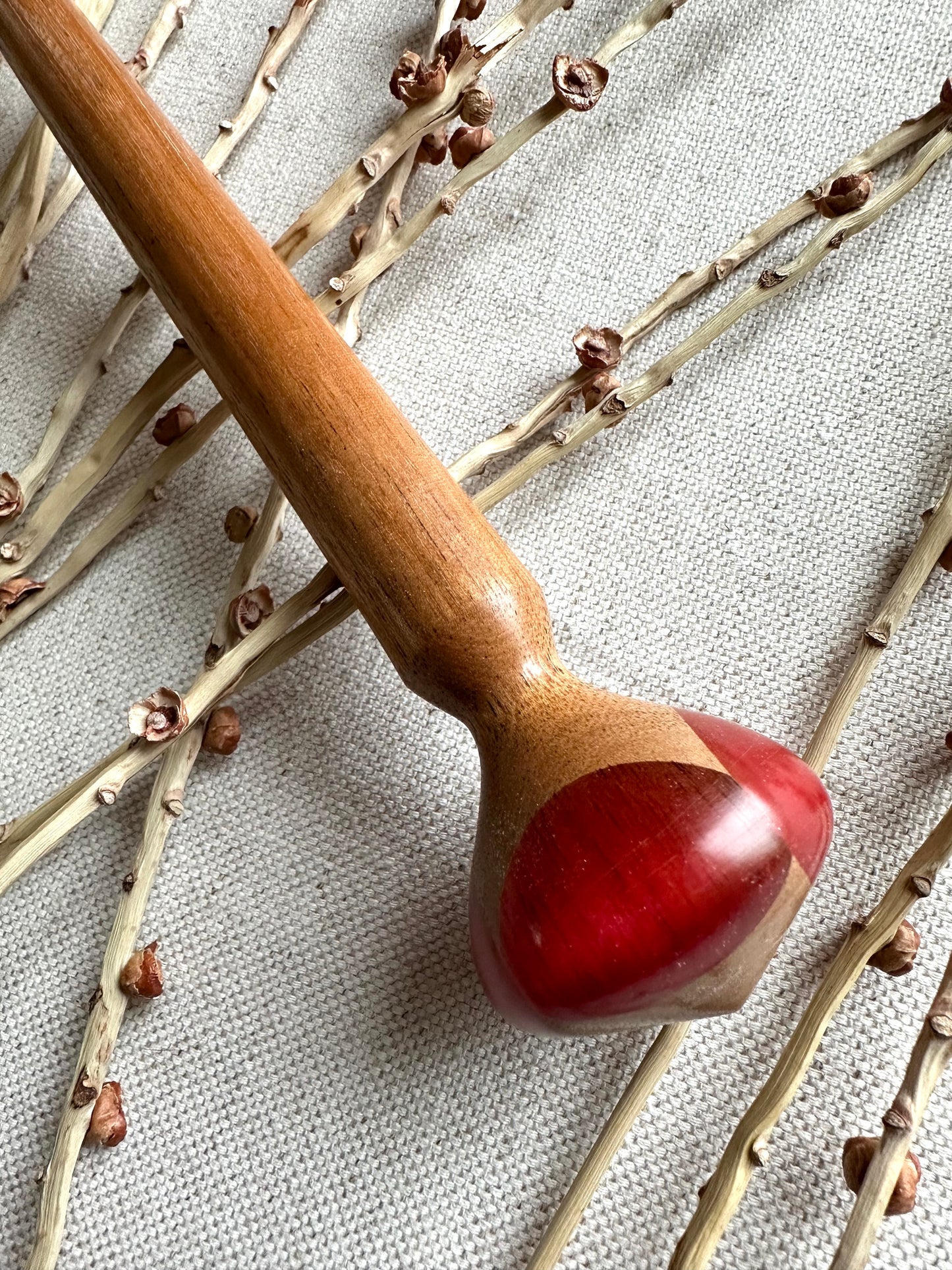 Mahogany Support Spindle With Deep Red Resin