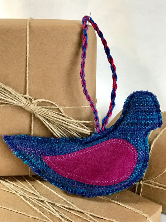 Blue Magenta Dove Ornament