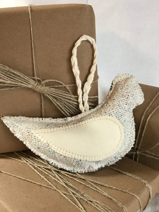 Speckled Off White Dove Ornament